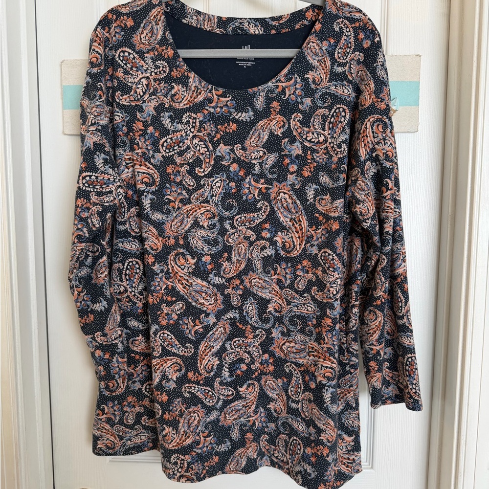 J Jill Blue Paisley Tunic Top Sz XL